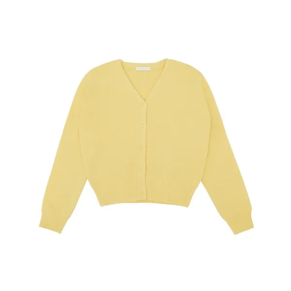 V Neck Knit Cardigan (lemon yellow)