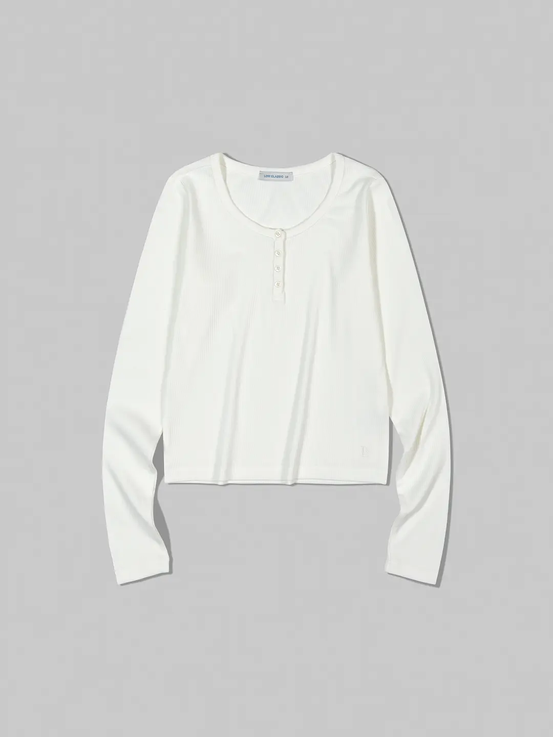 로우클래식 Henry-Neck Long Sleeve T-Shirt_White 상품 이미지 1