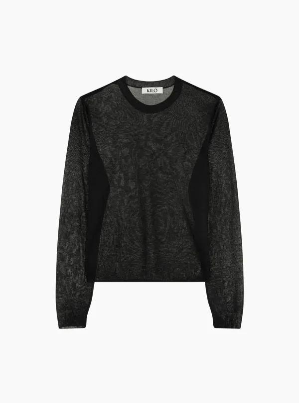 SHEER LONG SLEEVE KNIT (BLACK)