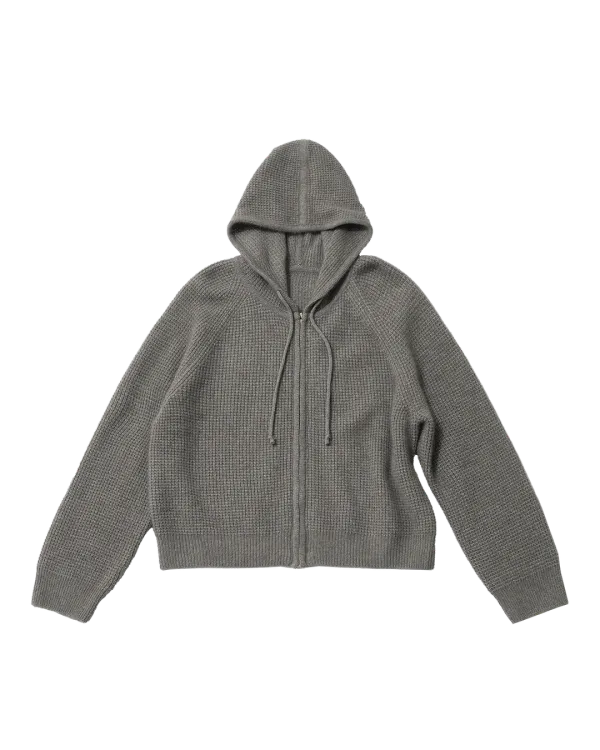 waffle hooded zip-up (mocha)