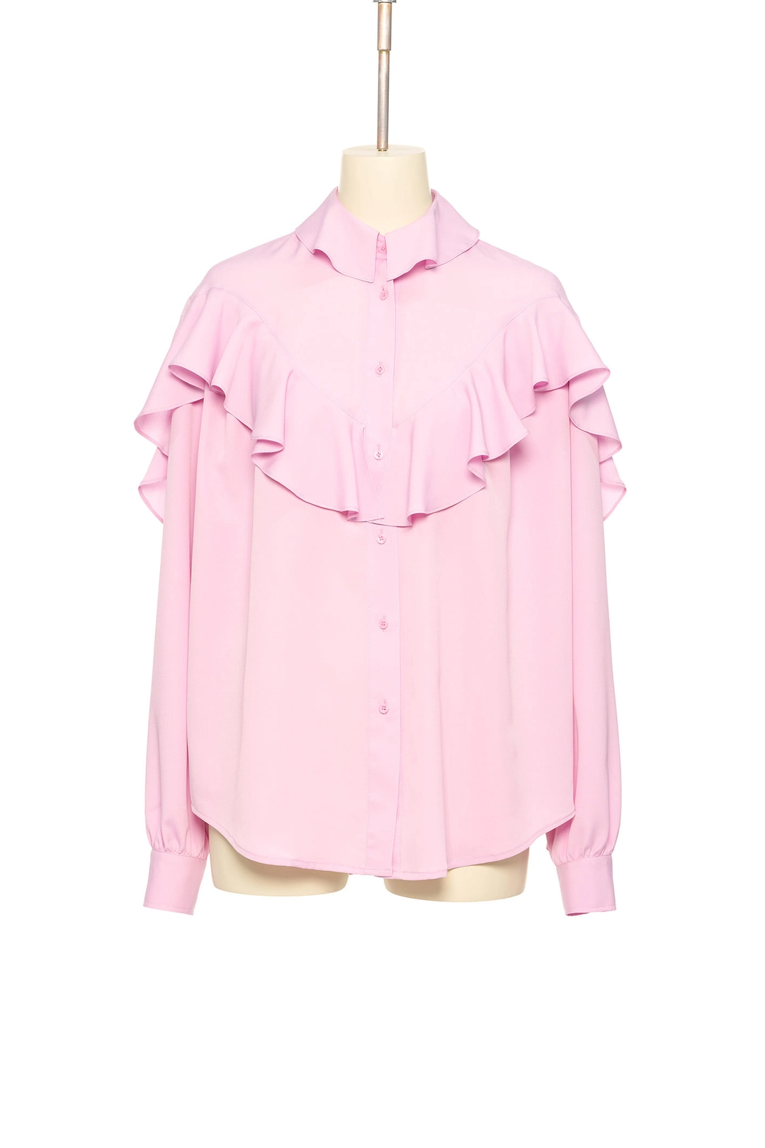 푸쉬버튼 PF25 PINK RUFFLE POINT BLOUSE 상품 이미지 1