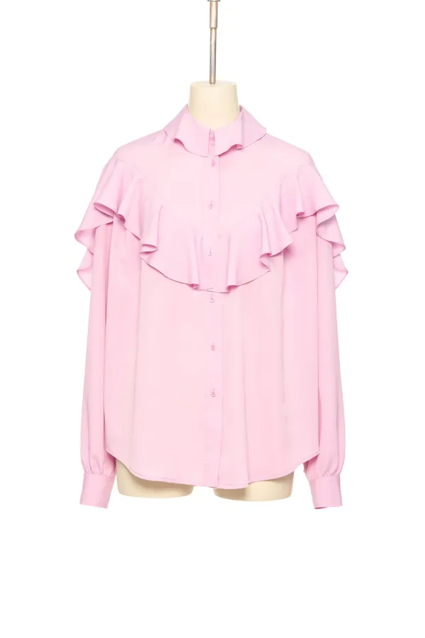 PF25 PINK RUFFLE POINT BLOUSE