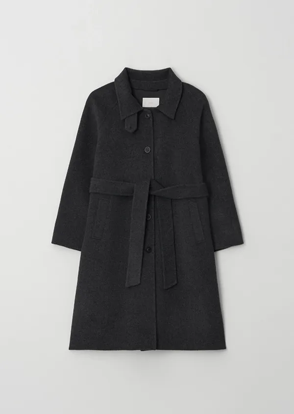 [10%] handmade cashmere balmacan coat-charcoal