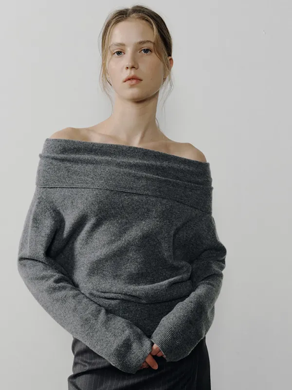 [EXCLUSIVE] FOLDABLE SHOULDER KNIT_CHARCOAL