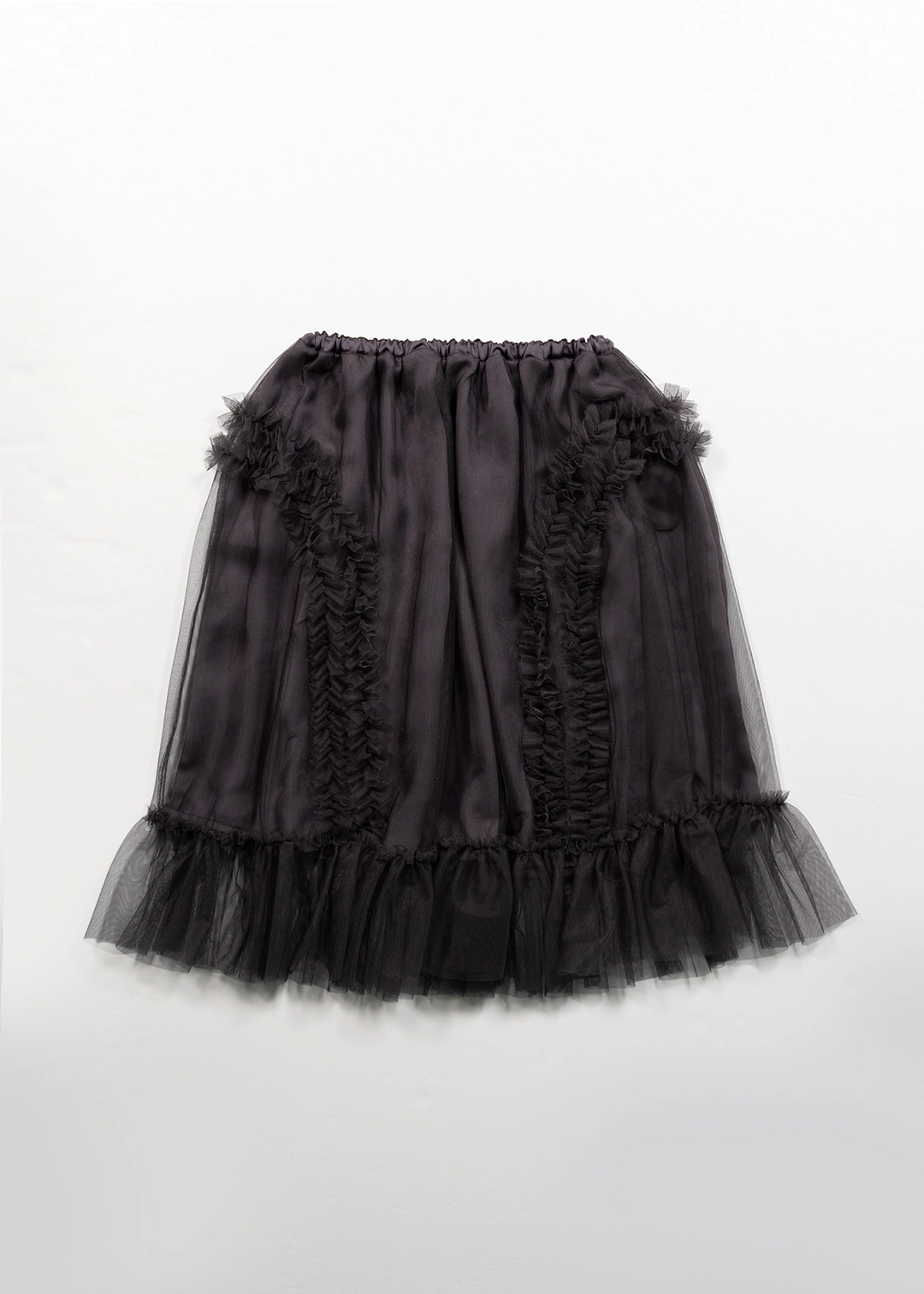 생긴 BANDING RUFFLE SHA SKIRT - BROWN CHARCOAL 상품 이미지 1