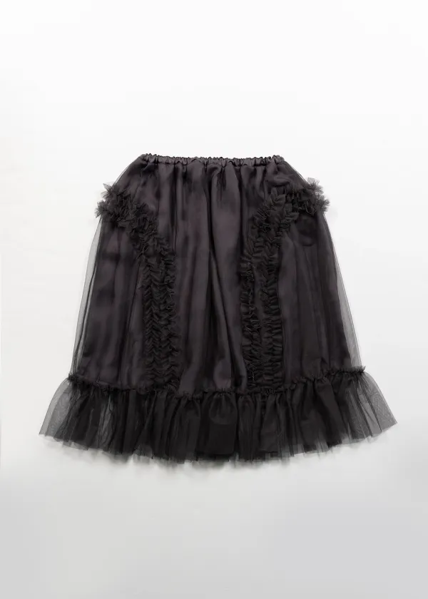 BANDING RUFFLE SHA SKIRT - BROWN CHARCOAL