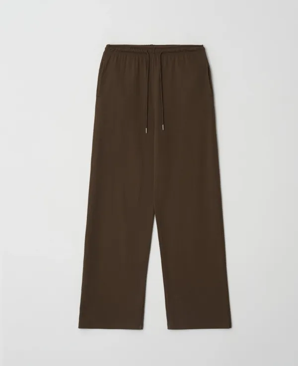 Cottage Relax Fit Wide Banding Pants_BROWN