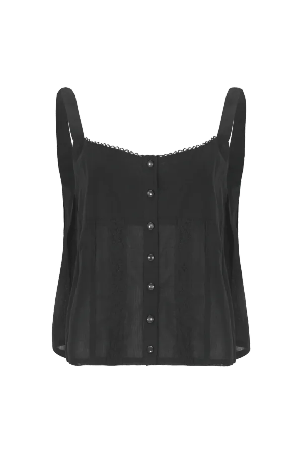 Lace button sleeveless