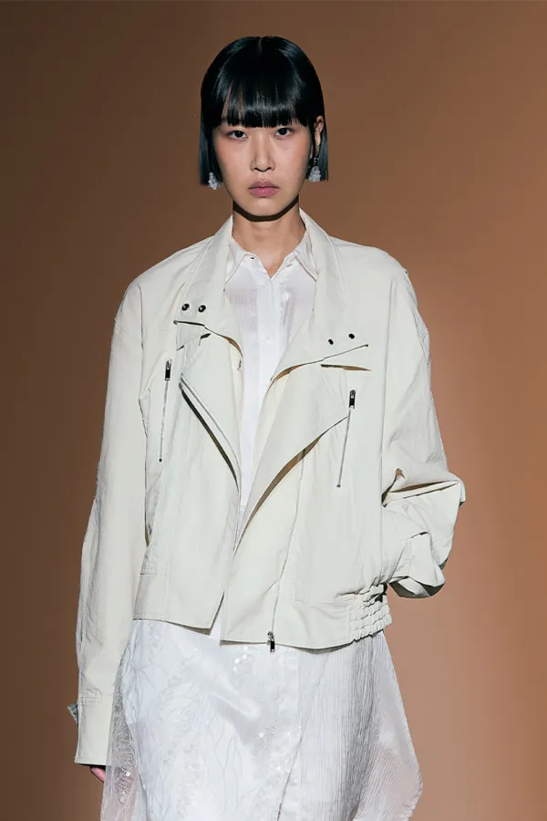 BIKER COTTON-BLEND JACKET CREAM
