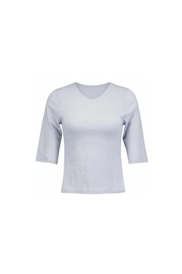 V-NECK 3/4 SLEEVE TOP (SOFT BLUE)