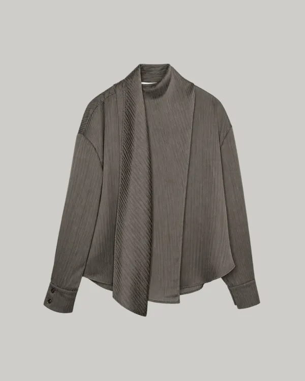 Draped Scarf Neck Blouse_2Color