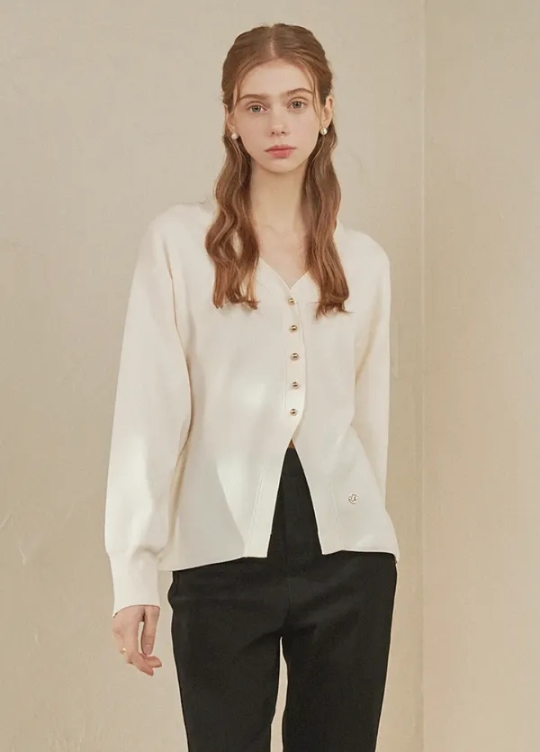 [44-120]  Redolence V-neck Line Cardigan Cream&nbsp;레돌런스 브이넥 라인 가디건 크림 (봄/데일리룩/오피스룩/캐주얼룩/데이트룩/하객룩/브이넥/긴팔/라인/빅사이즈/자체제작)