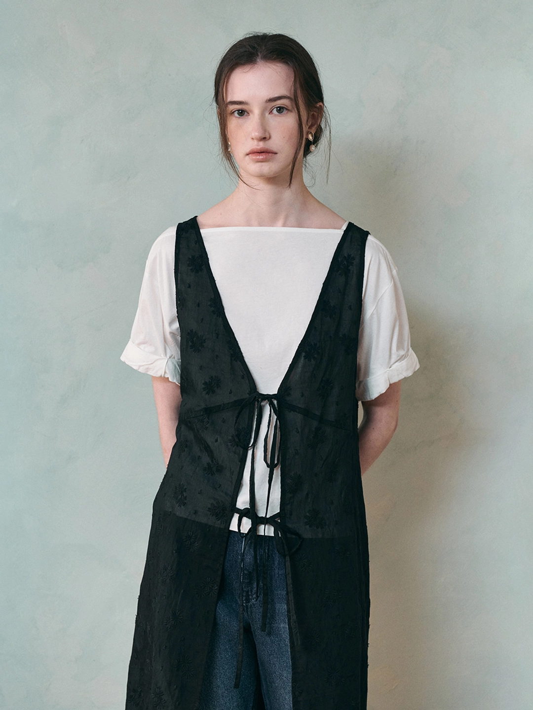르니나 ELINA layered lace dress_black 상품 이미지 1