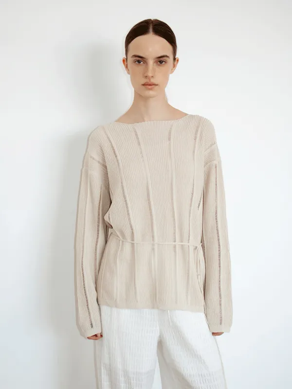 TIR LOOSE FIT PAPER BOAT NECK KNIT_NATURAL