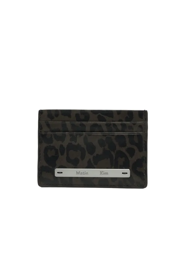 LEOPARD VINTAGE CARD WALLET IN CHARCOAL