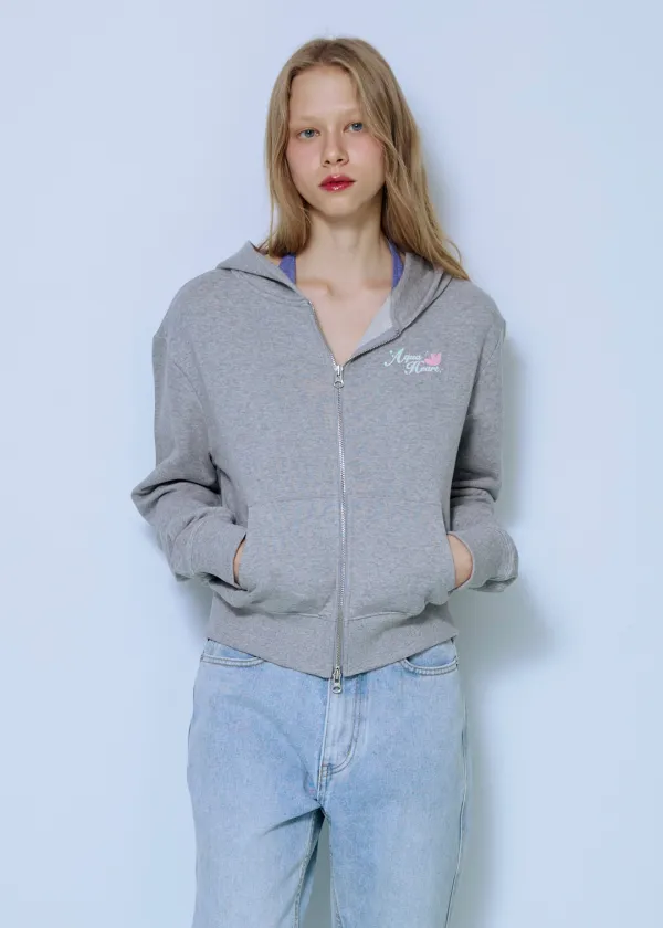 Aqua Heart Hood Zip Up_Melange Grey