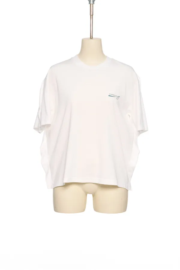SS26 ZERO WHITE SCARF SEAM COTTON T-SHIRT