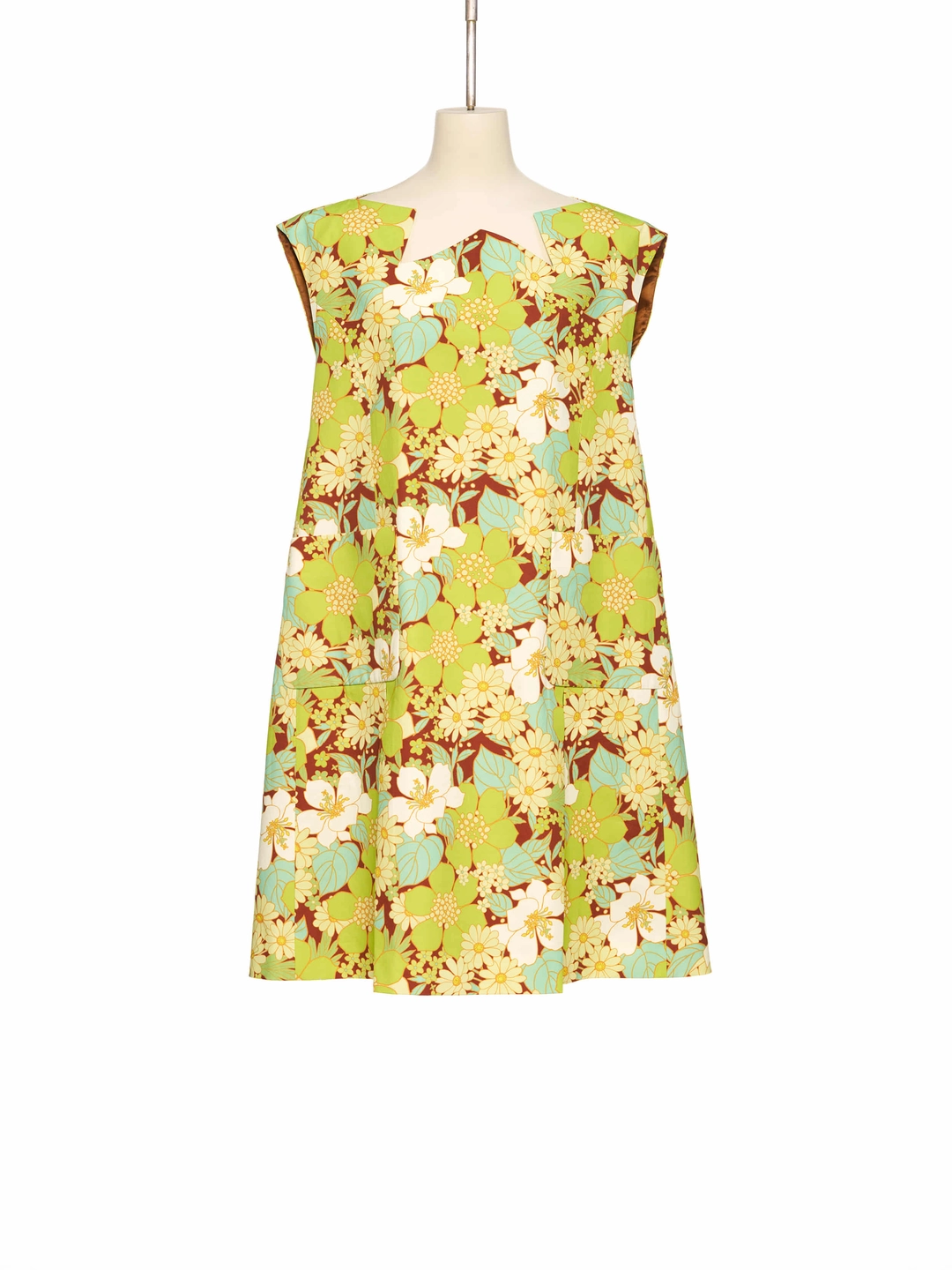 푸쉬버튼 SS26 GREEN FLORAL STAR NECKLINE A-LINE DRESS 상품 이미지 1