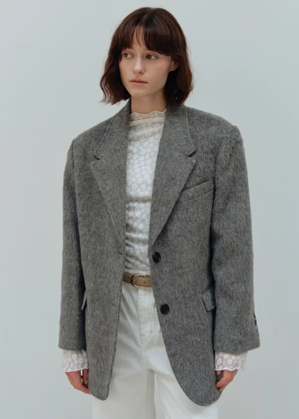 [Exclusive] Alpaca Wool Half Jacket(Charcoal)