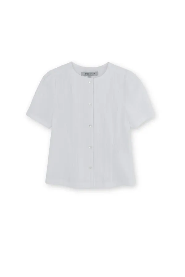 W Puff Blouse, White