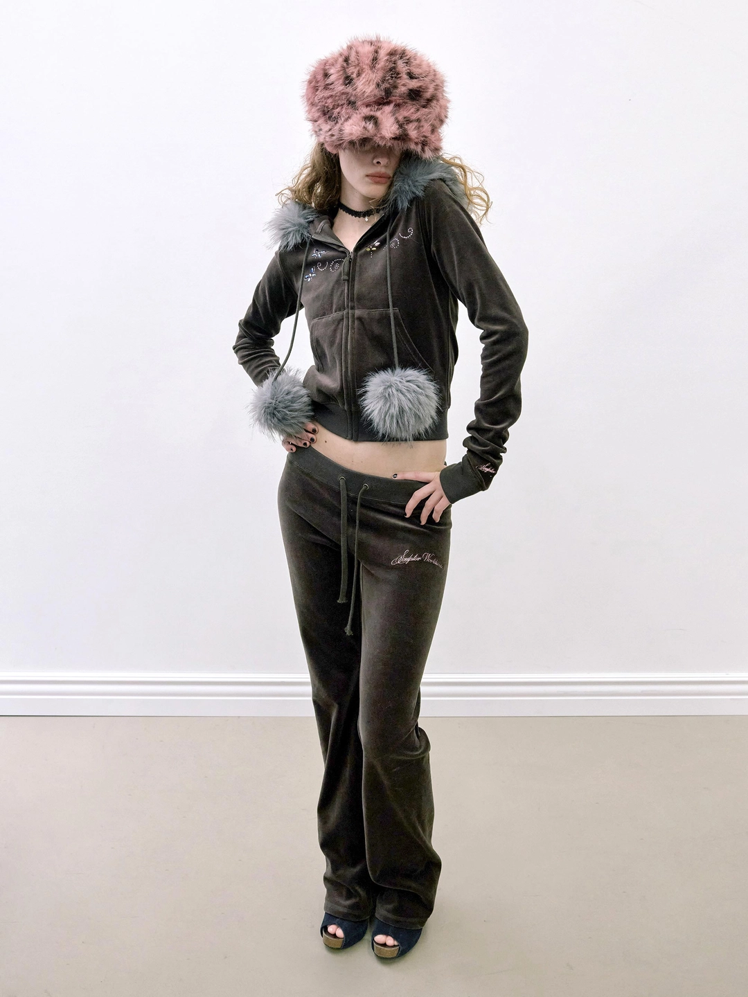 스컬프터 Velour Track Pants Brown 상품 이미지 1