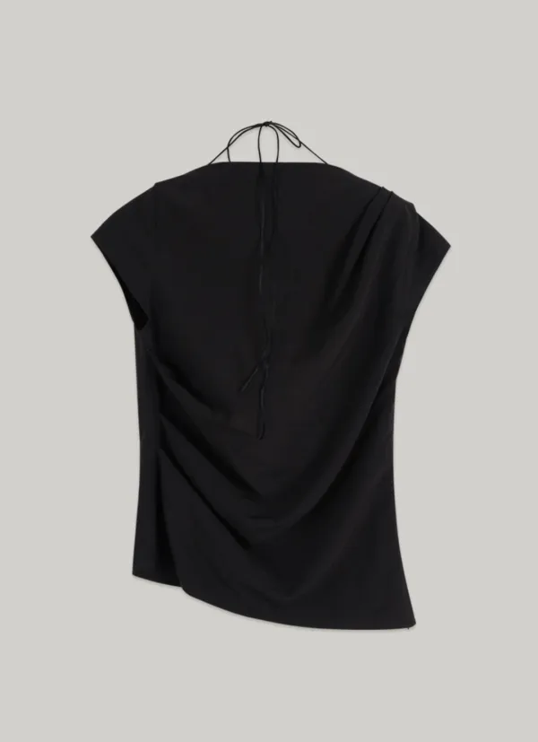 comos 1491 back cowl shirring blouse (black)