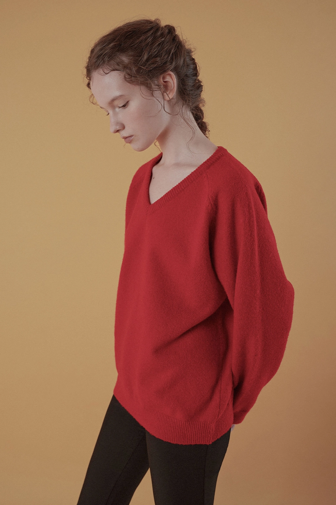 위드아웃썸머 Wool blend v-neck knit_red 상품 이미지 2
