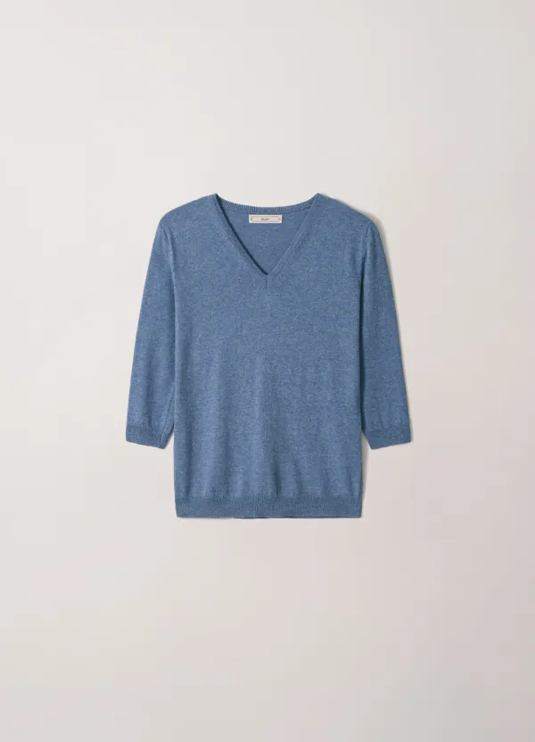 Soft Regular V-neck Knit (Blue)