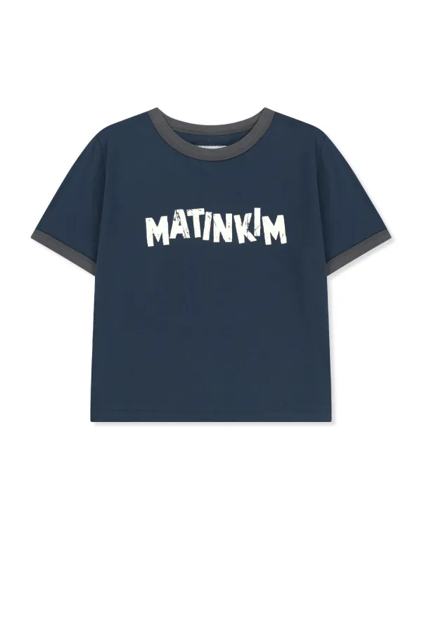 MATIN LOGO RINGER CROP TOP IN NAVY