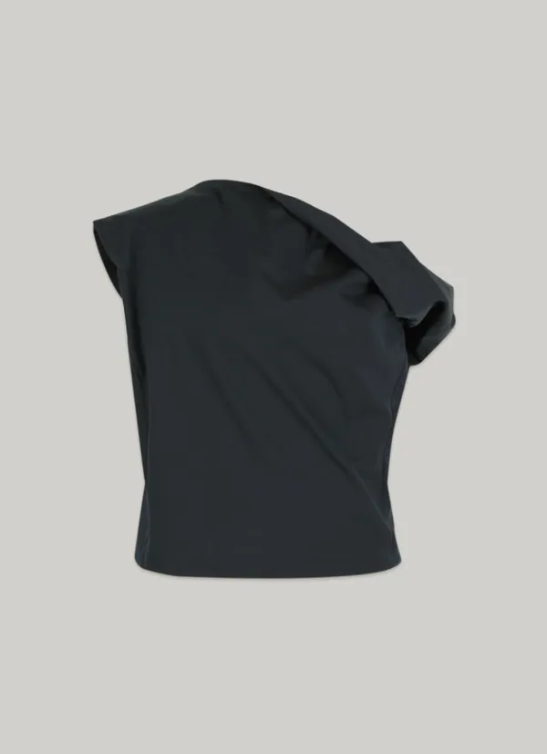 comos 1434 one-shoulder twisted blouse (navy)