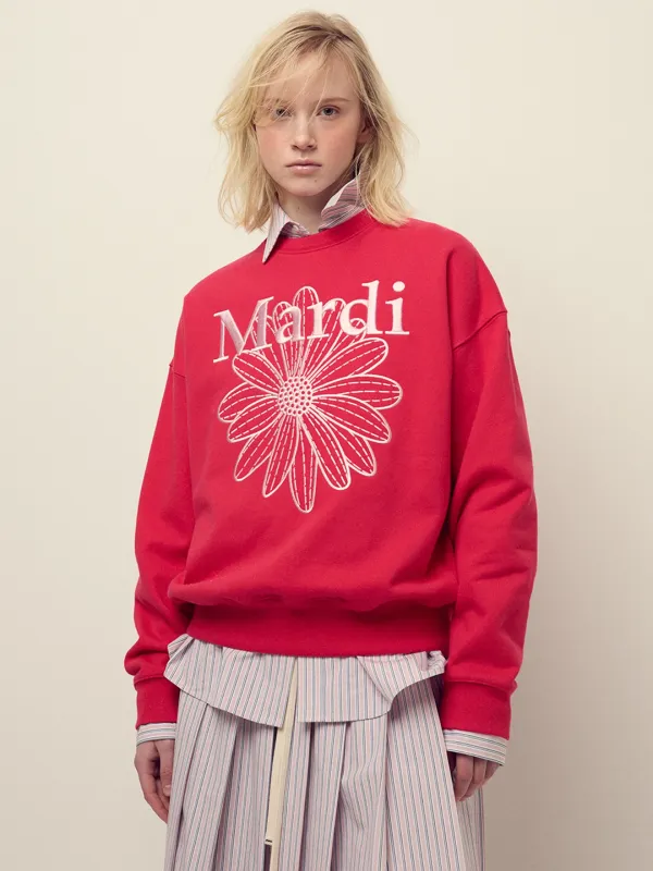 SWEATSHIRT FLOWERMARDI NEEDLEWORK_RED PINK