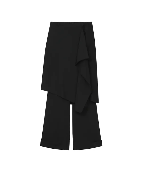 Draped midi skirt pants SET BLACK
