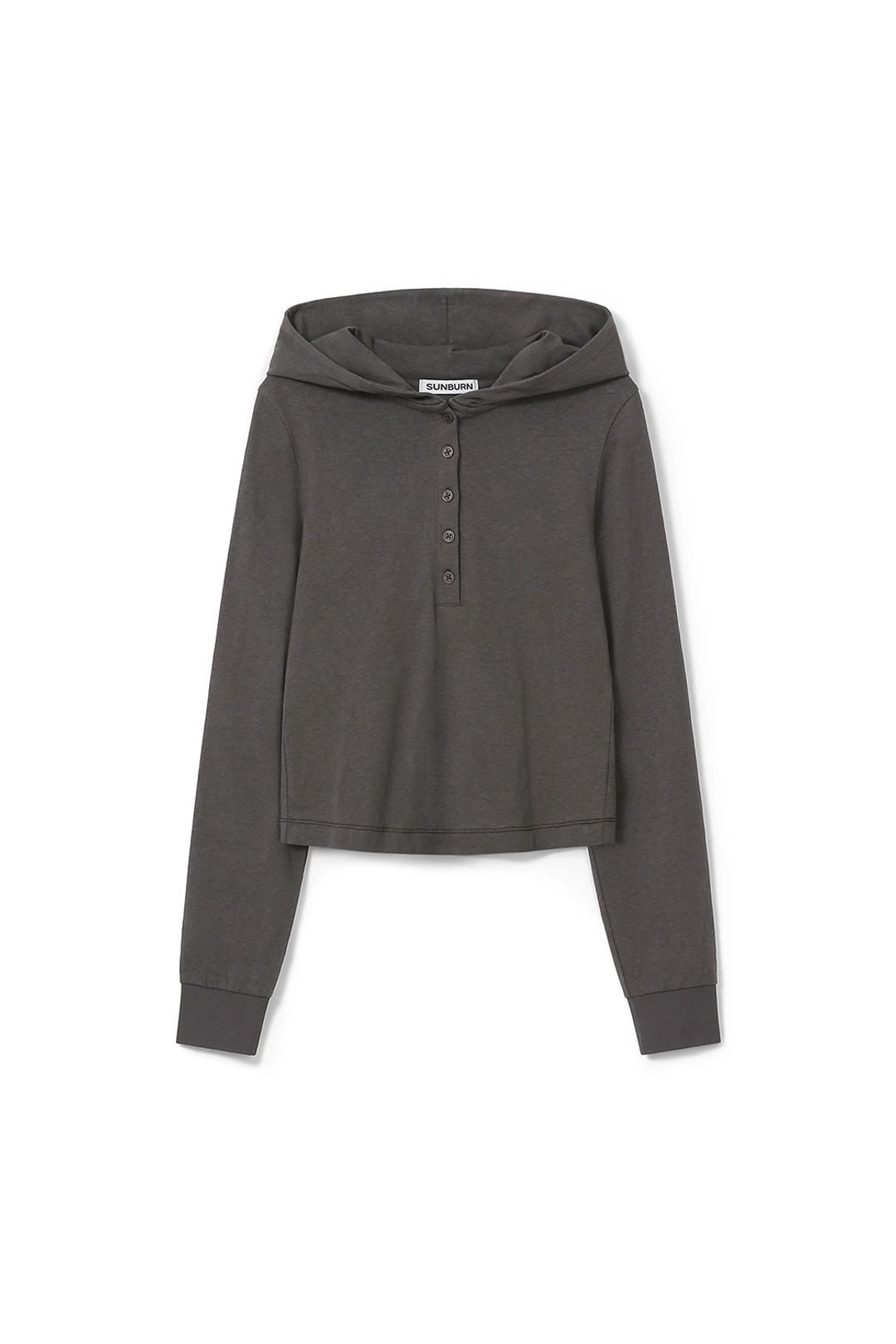 썬번프로젝트 BUTTON UP HOODIE LONG SLEEVE TOP, CHARCOAL 상품 이미지 1