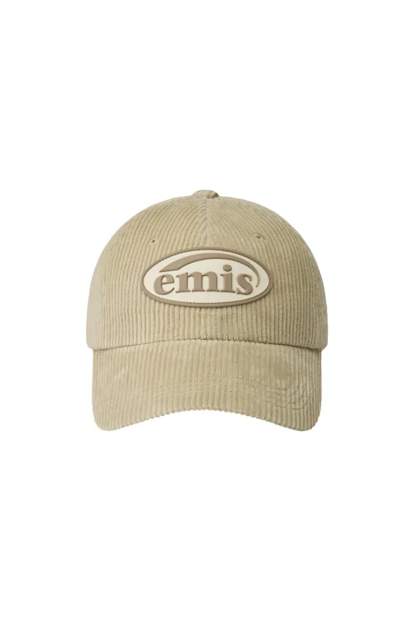RUBBER PATCH CORDUROY BALL CAP-BEIGE