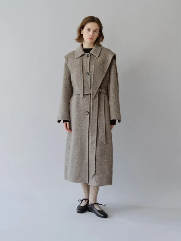 TFF YAK WOOL SINGLE HOODED COAT_L-BROWN