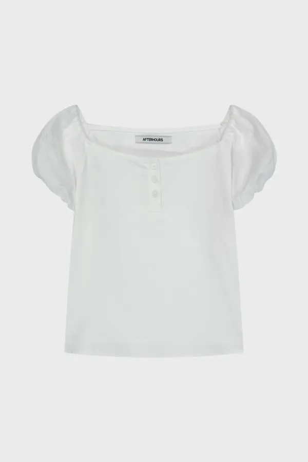 [2ND] BUTTON UP PUFF BLOUSE (WHITE)