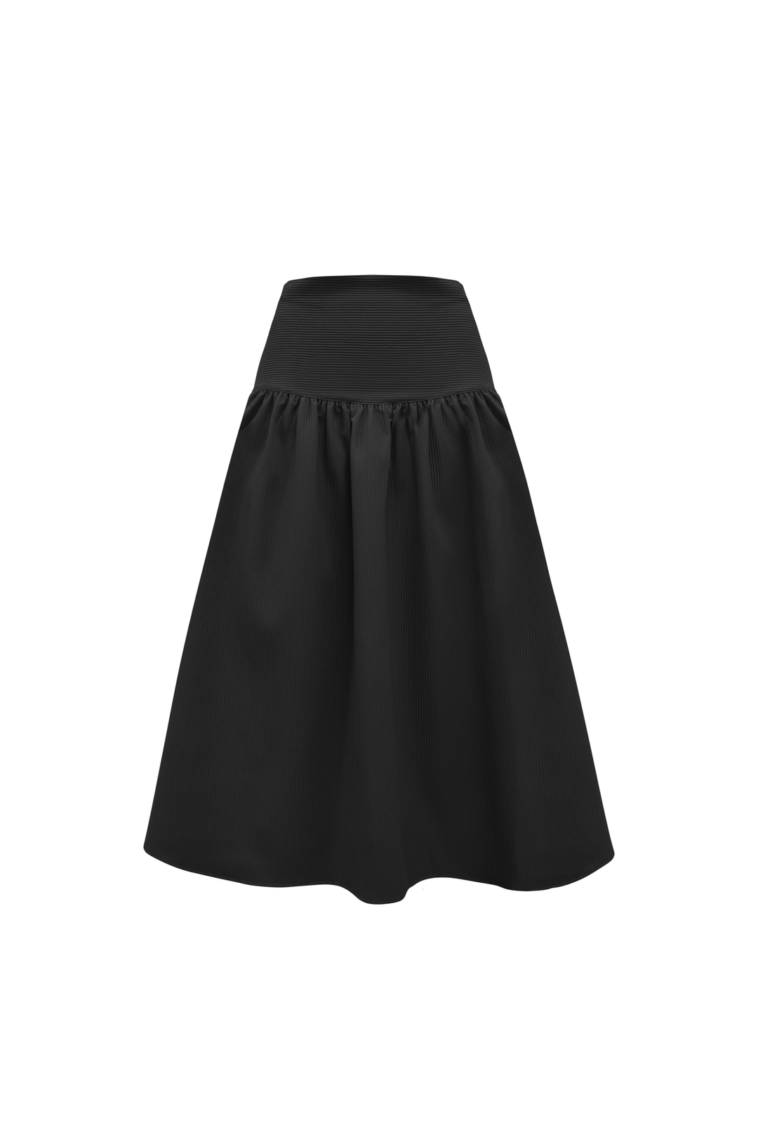 포코포스카 SHIRRED YOKE SKIRT (BLACK) 상품 이미지 1