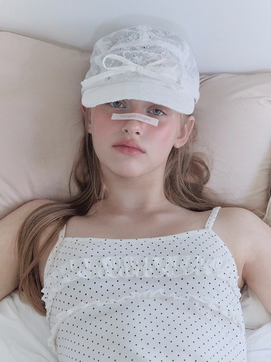 마가린핑거스 LACE LABEL CAMP CAP (WHITE) 상품 이미지 2