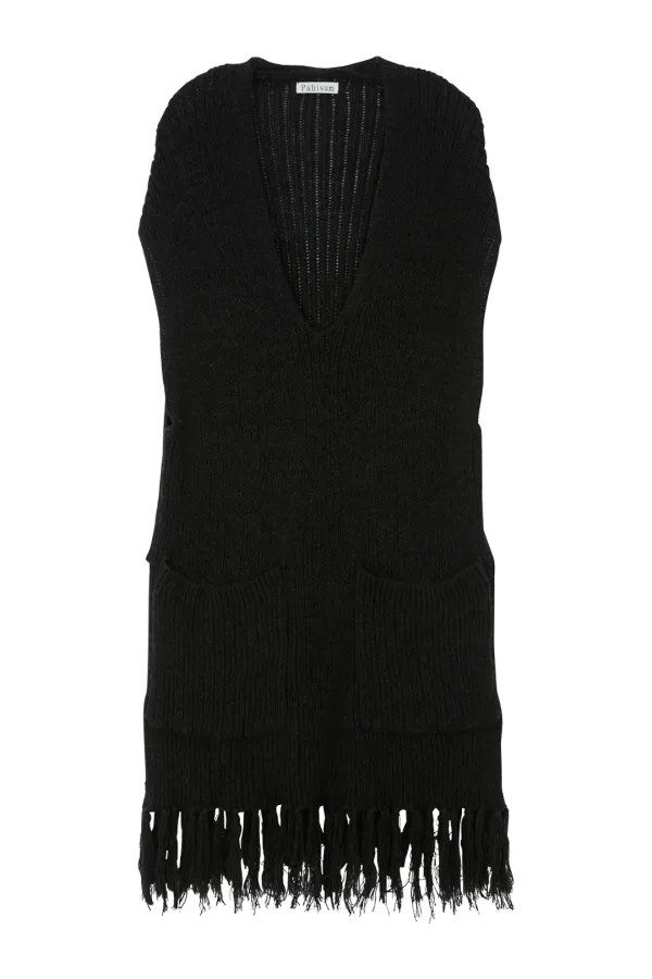 CAPE KNIT DRESS_BLACK