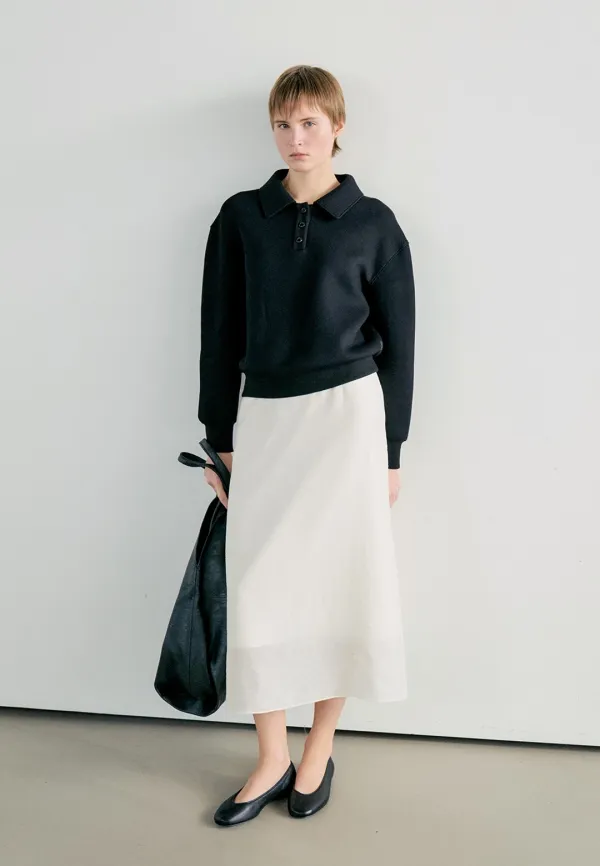 SHEER LAYERED LONG SKIRT - CREAM