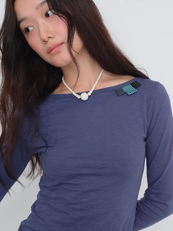 [4차 입고]Yunhi Long Sleeve Tee (Navy Blue)
