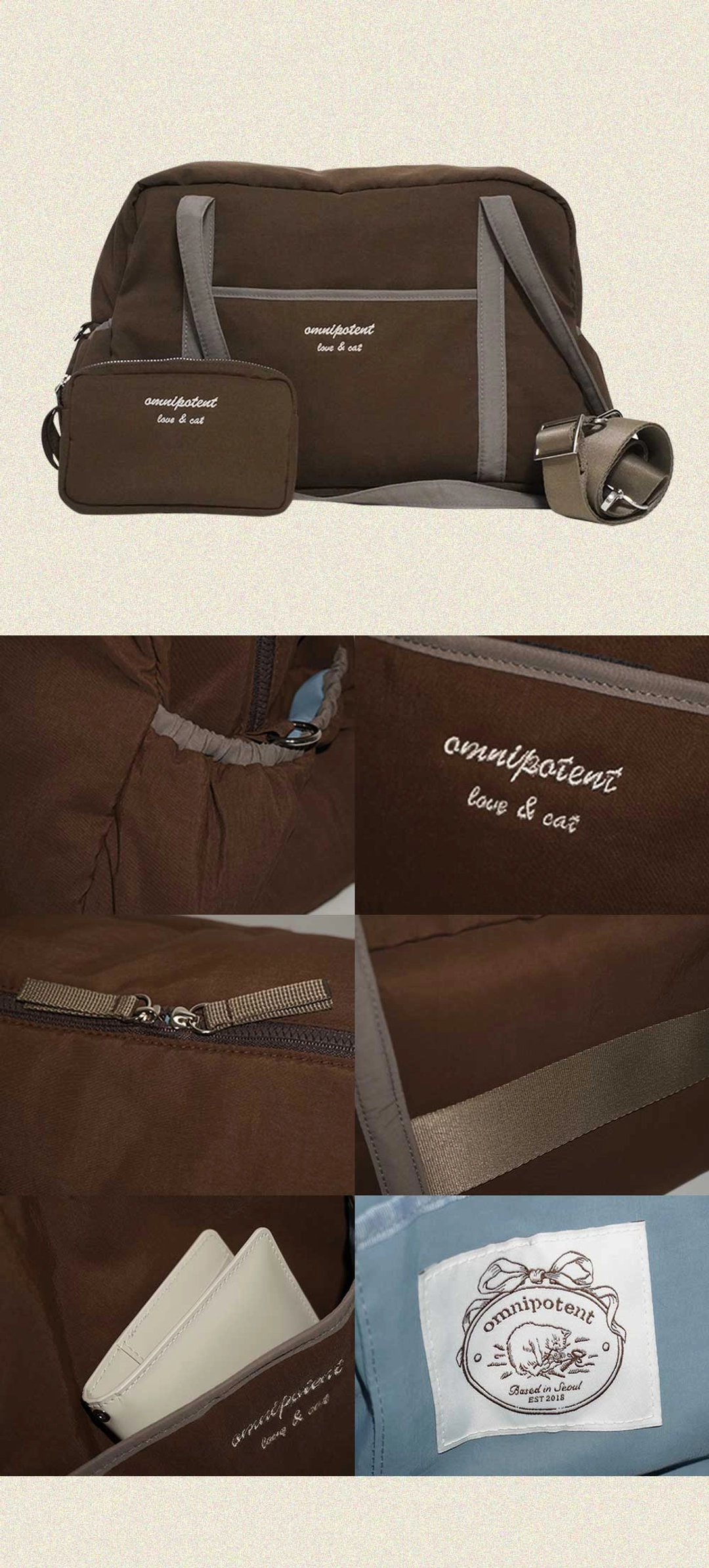 옴니포턴트 Love& cat duffel bag + Pouch _Brown 상품 이미지 2
