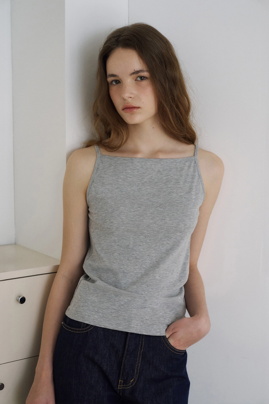 라메레이 Minimal Boat Neck Sleeveless[LMBFSUTT626]-Grey Melange 상품 이미지 2