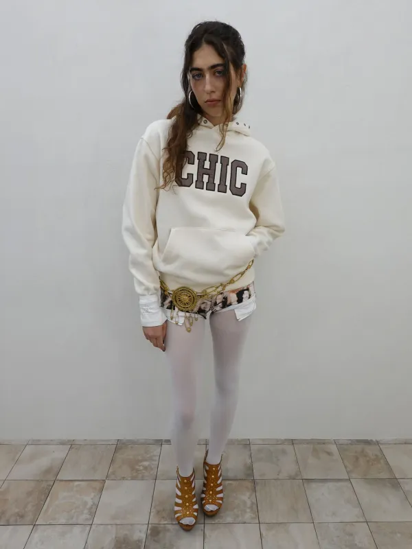 Chic Hoodie Dirty White