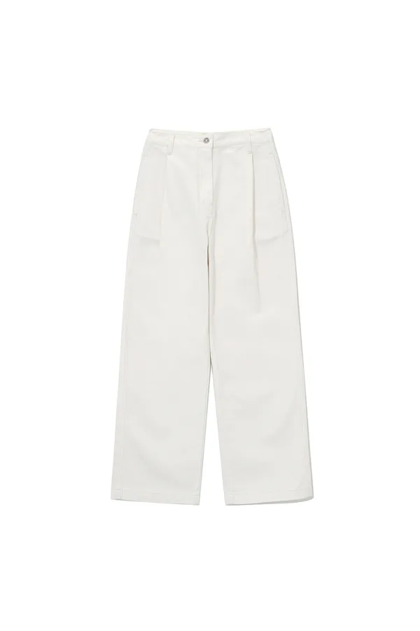 26 TUCK DENIM PANTS [ECRU]