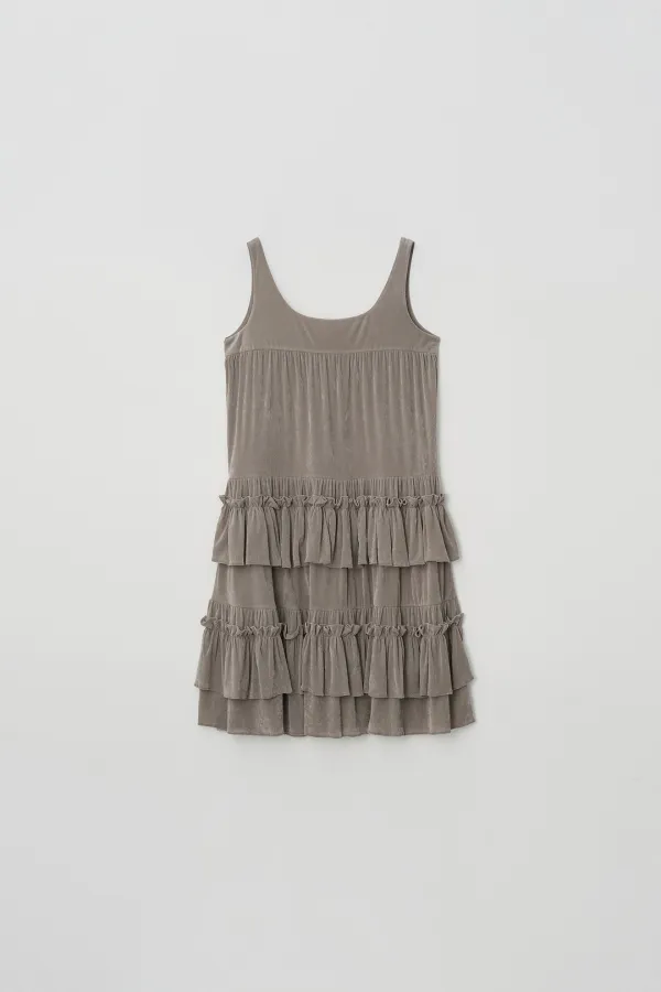 Ruffled Velvet Dress (gray)