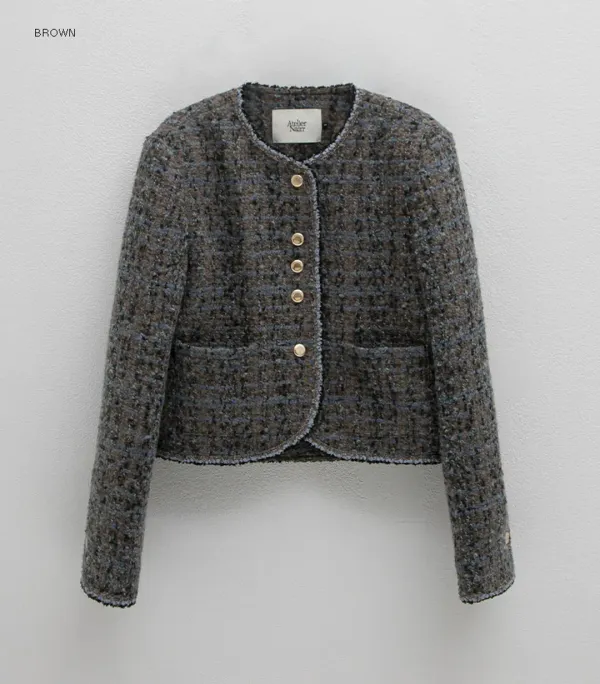 (JK-2989)CHERIE PADDED TWEED JACKET