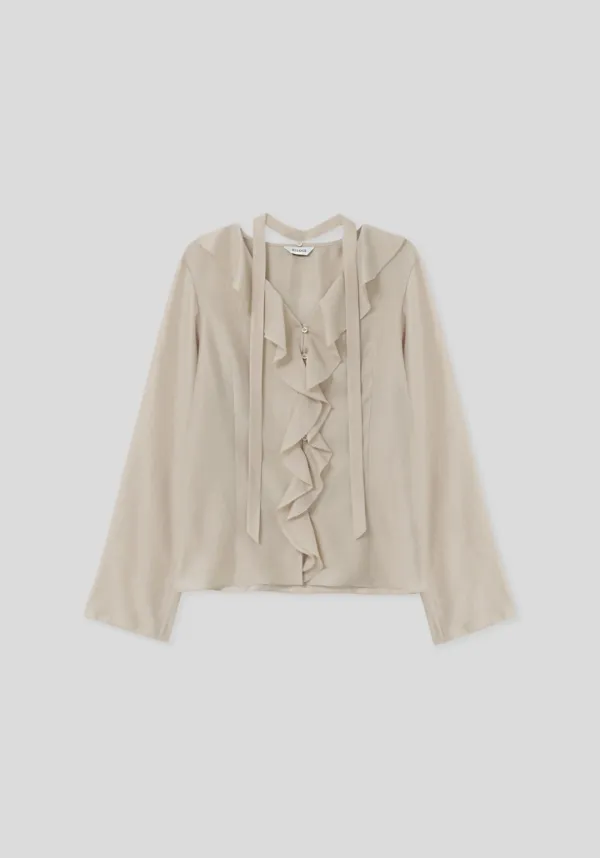 Lia Ruffle Tie Blouse (Peach Beige)