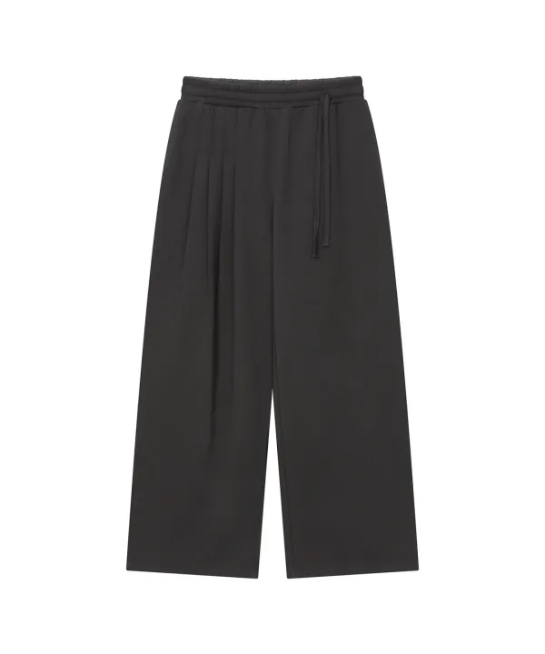 Pleats jersey wide pants CHARCOAL