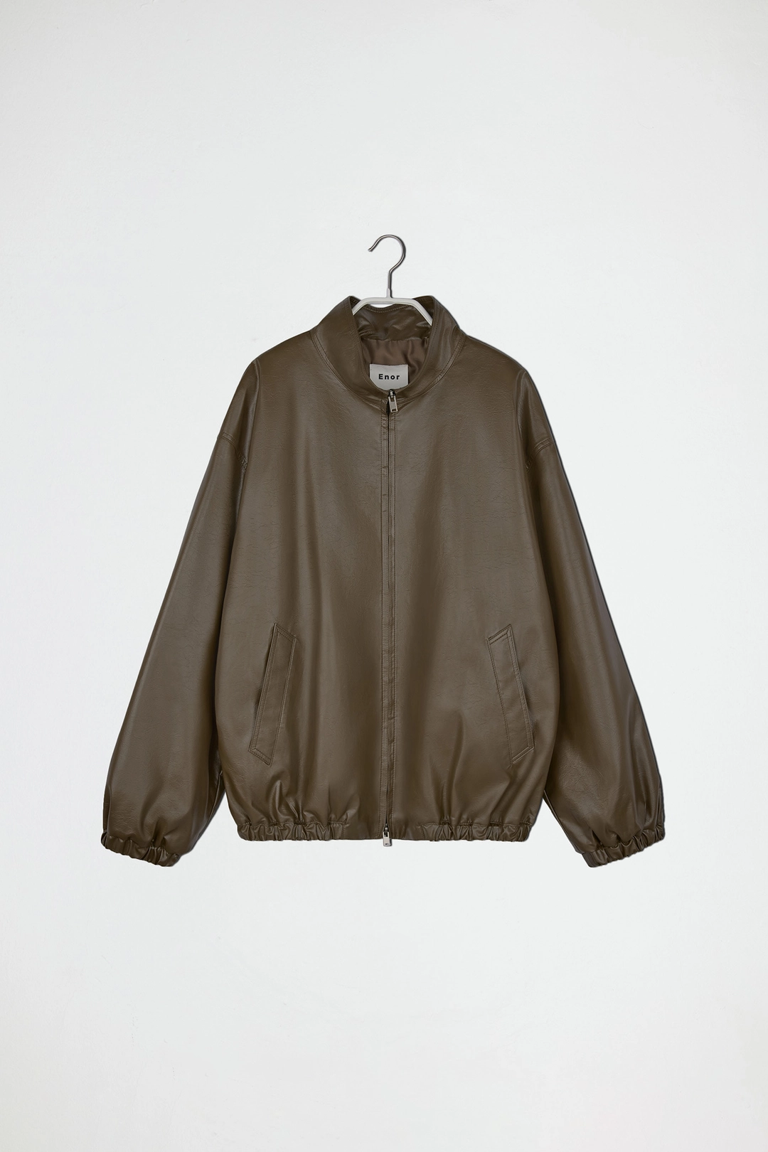 엔오르 HIGH NECK LEATHER BLOUSON - KHAKI 상품 이미지 1